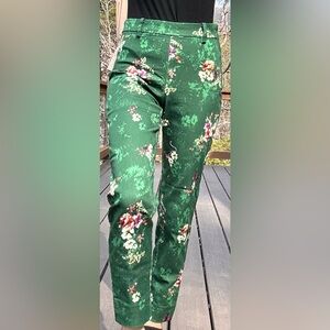 H&M Green Floral Slim Tailored Ankle Pants Sz 4
